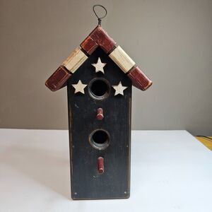 Red White Blue Americana Birdhouse Indoor Decoration 12"